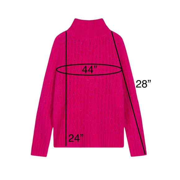 Oilily Alpaca Wool Cable Knit Turtleneck Sweater Size S, Fuchsia - Picture 14 of 14